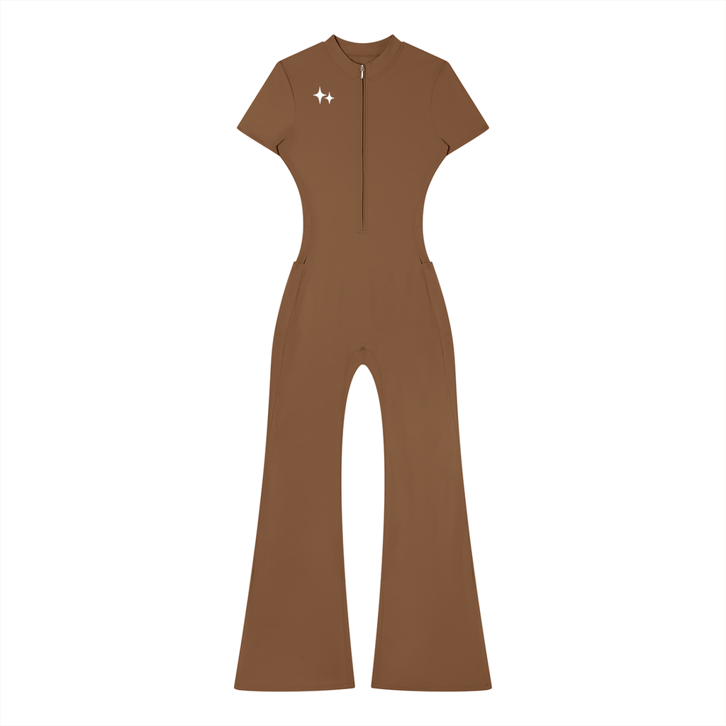 RM Tight Flared Leg Quarter-Zip Jumpsuit