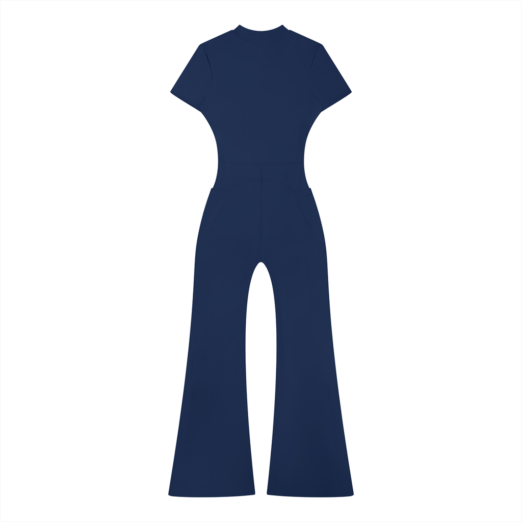 RM Tight Flared Leg Quarter-Zip Jumpsuit