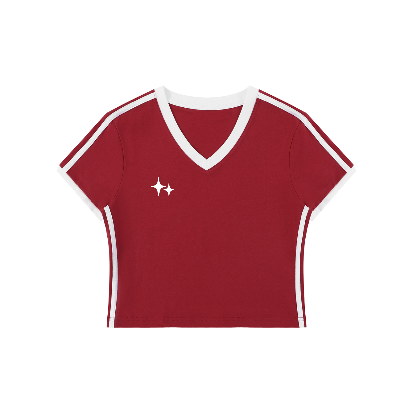 Women's Retro Binding V-Neck Crop T-Shirt