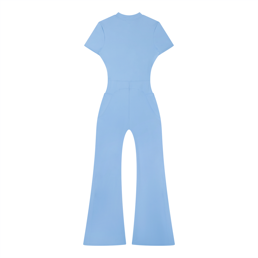 RM Tight Flared Leg Quarter-Zip Jumpsuit