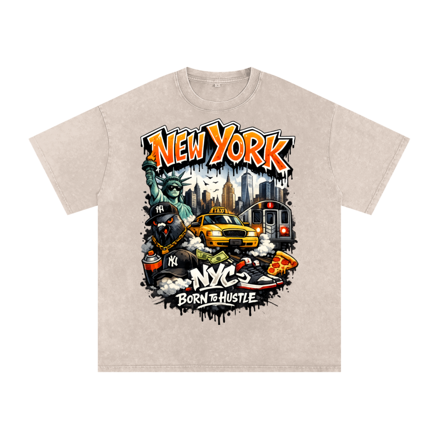 Snow Washed Oversized Cotton T-Shirt