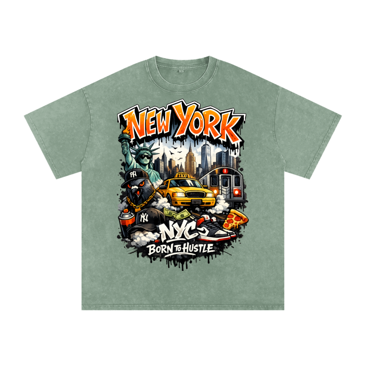 Snow Washed Oversized Cotton T-Shirt