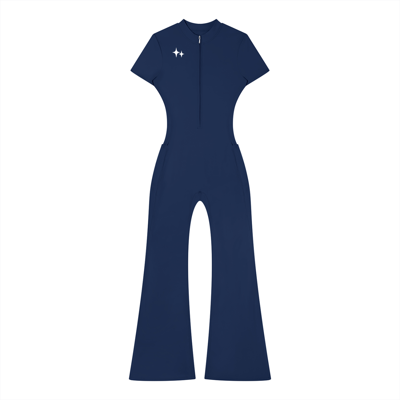RM Tight Flared Leg Quarter-Zip Jumpsuit