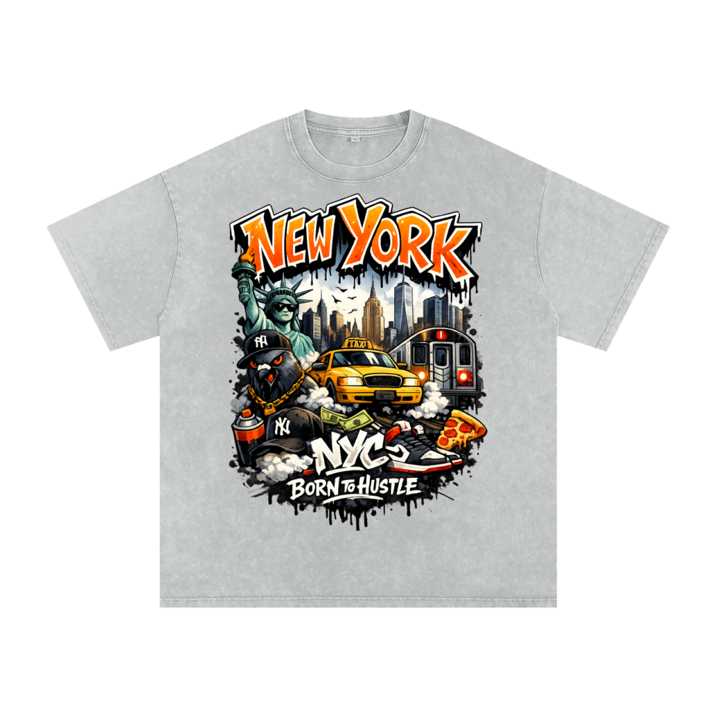 Snow Washed Oversized Cotton T-Shirt