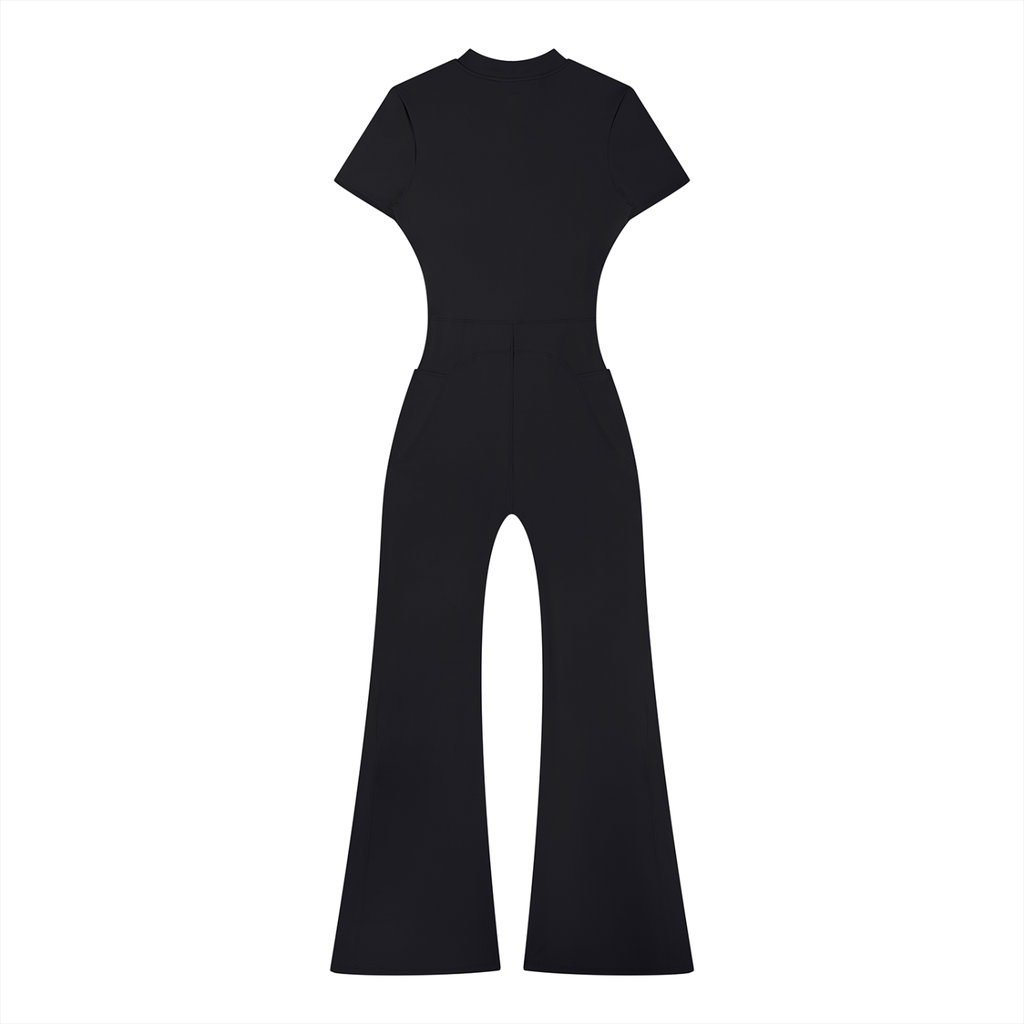 RM Tight Flared Leg Quarter-Zip Jumpsuit