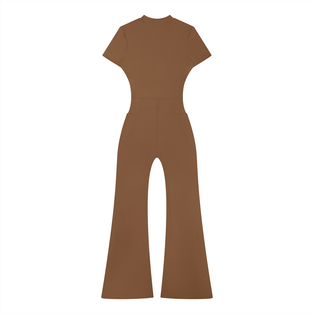 RM Tight Flared Leg Quarter-Zip Jumpsuit