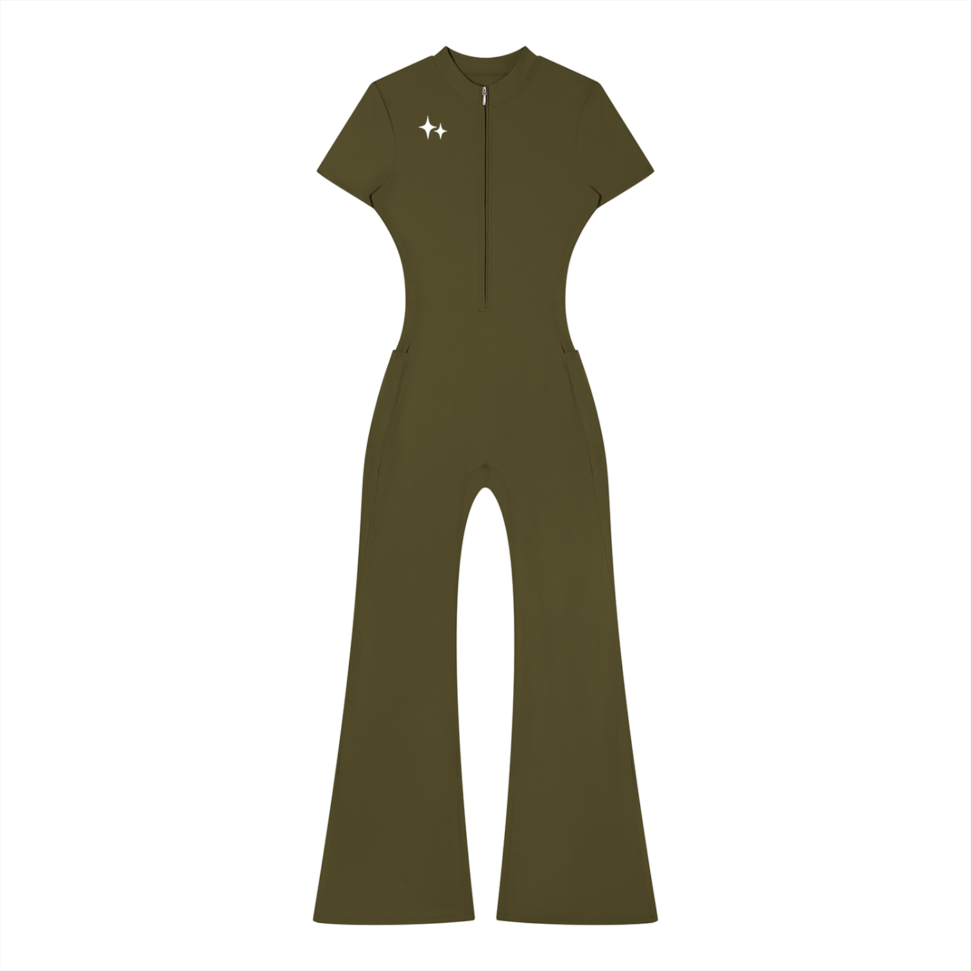 RM Tight Flared Leg Quarter-Zip Jumpsuit