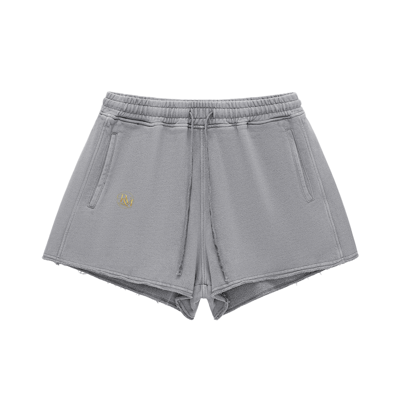 RM Snow Washed Raw Edge Drawstring Shorts
