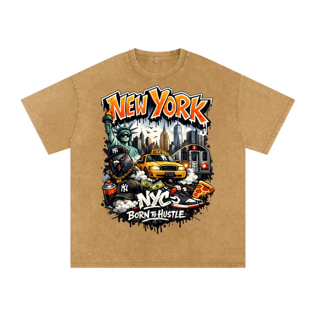 Snow Washed Oversized Cotton T-Shirt