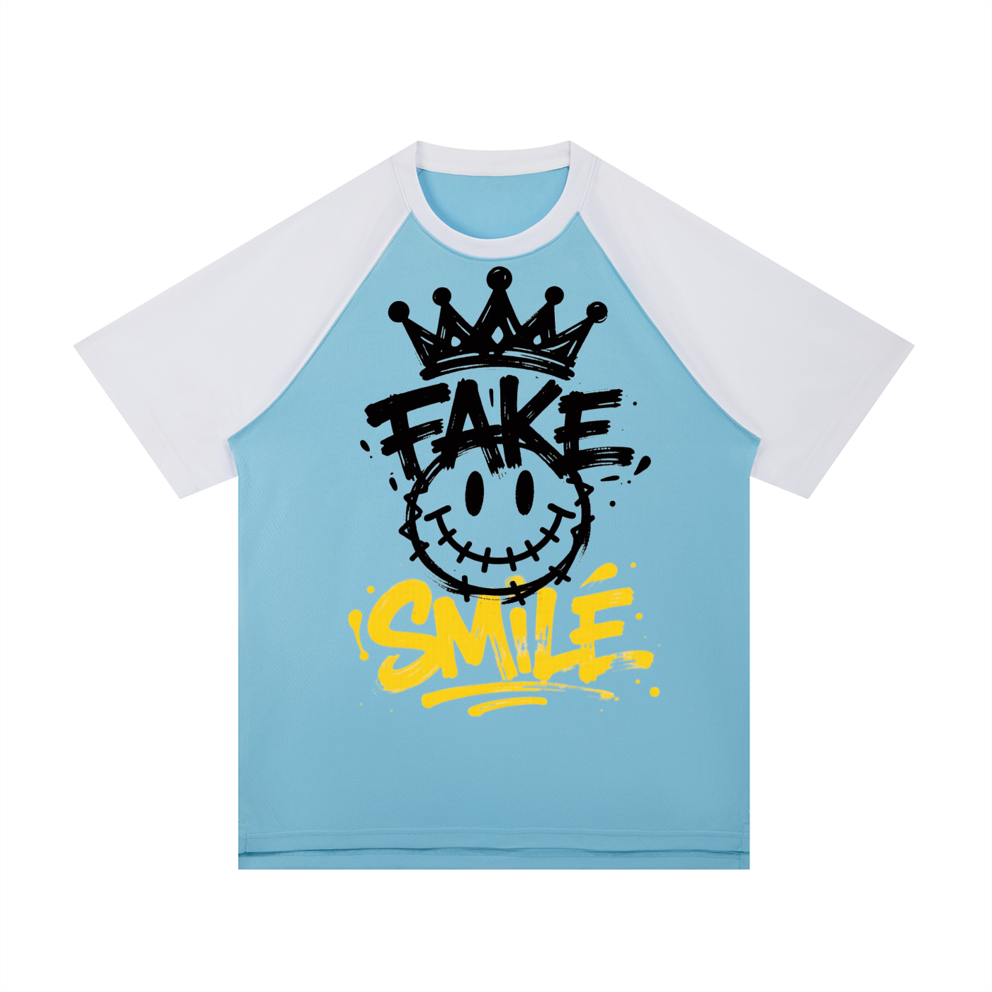 Contrast Raglan Sleeve Mesh T-Shirt