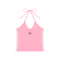 Women's Color Block Halter Crop Tank Top