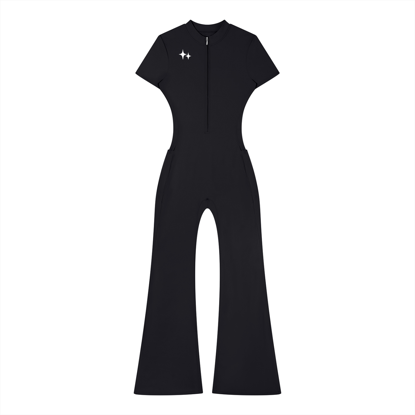 RM Tight Flared Leg Quarter-Zip Jumpsuit